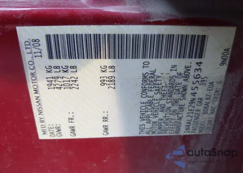 2009 Nissan Altima 2.5 S z USA, uszkodzony, nr VIN 1N4AL21E29N455634